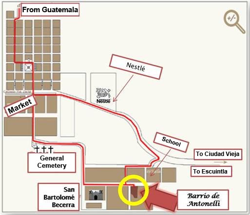 Map of directions to Barrio de Antonelli