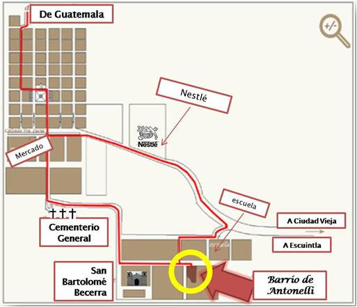 Mapa de direcciones de Barrio de Antonelli